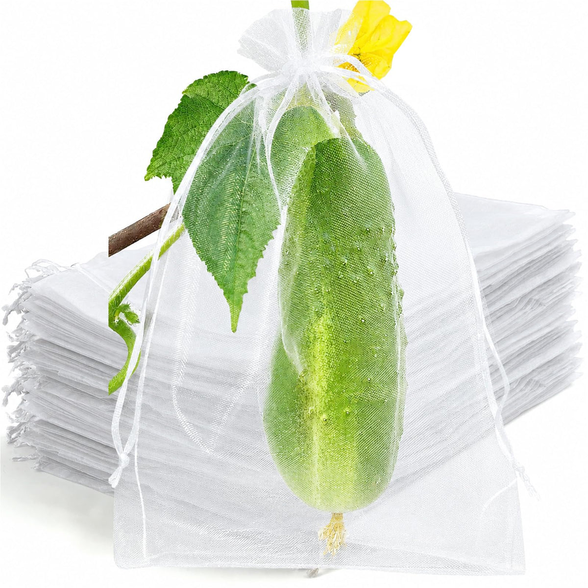 50 Pcs Fruit Protection Bags, 6×9 in Mesh Cover Nets for Tree, Green