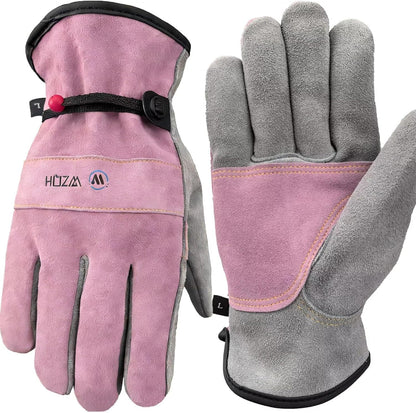 WZQH Leather Work Gloves for Men or Women.Gardening,Welding,Coffee-grey M