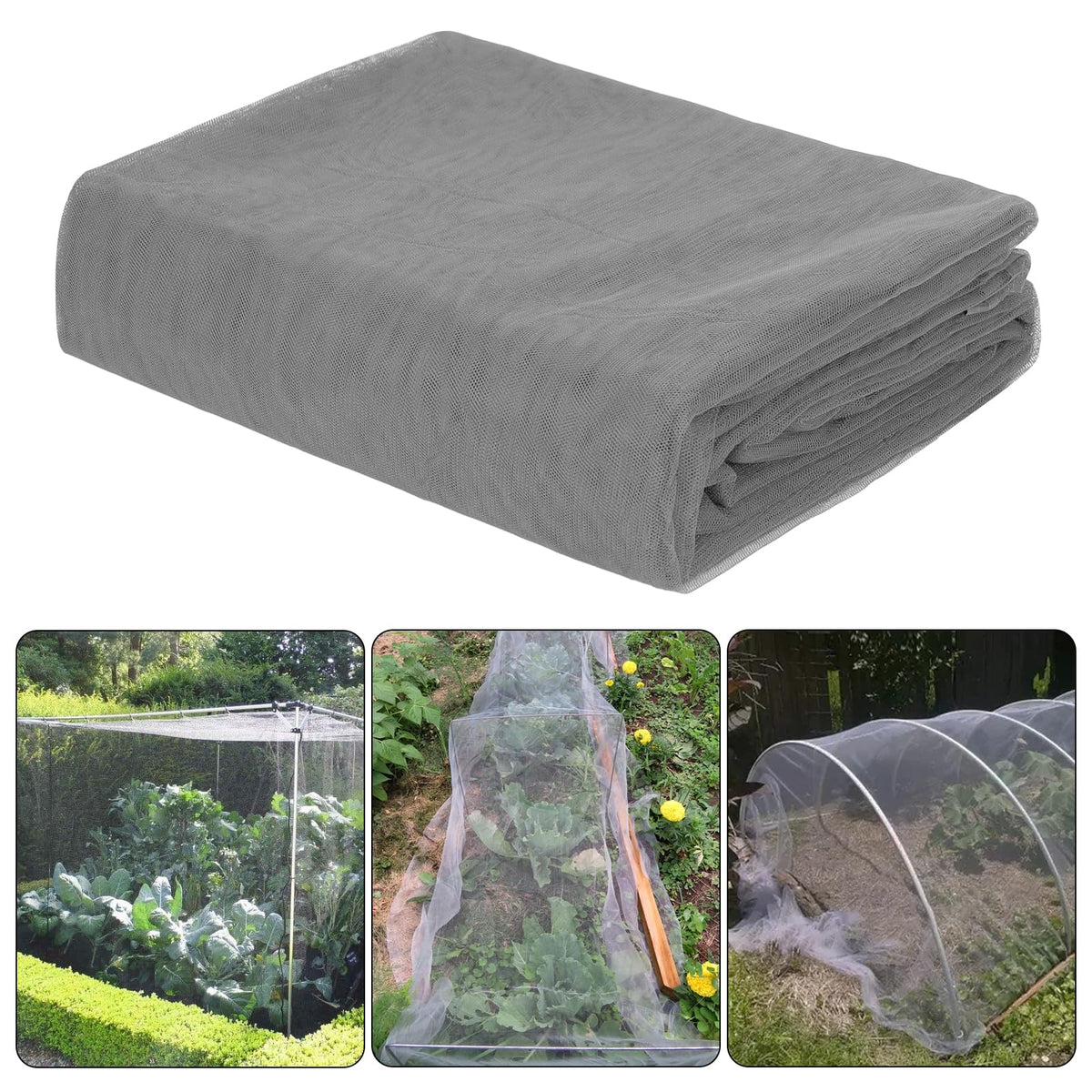 39 x 10 Ft Mosquito Netting for Garden Patio, Breathable Mesh Net for Bird and Insect Protection, Plant Cover for Vegetables, Fruits and Flowers, 3x12m Black