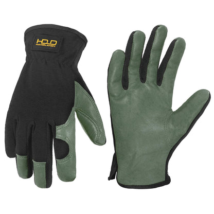HANDLANDY Leather Gardening Gloves, Leather Work Gloves for Men Women