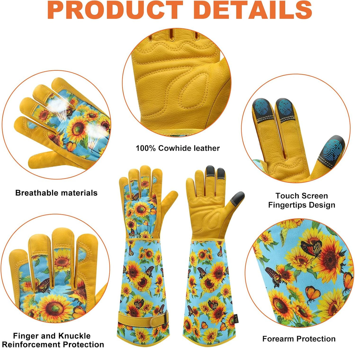 DLY Garden Gloves for Women,Gardening Gloves,Gardening Gift for Lady,Blue,M