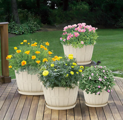 Quarut 4 Pack 10 inch Flower Pots,Plastic Plants Pots Outdoor