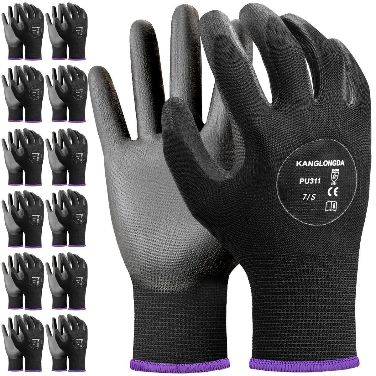 Kebada W1 Safety Work Gloves for Men & Women, Touchscreen, PU Coated