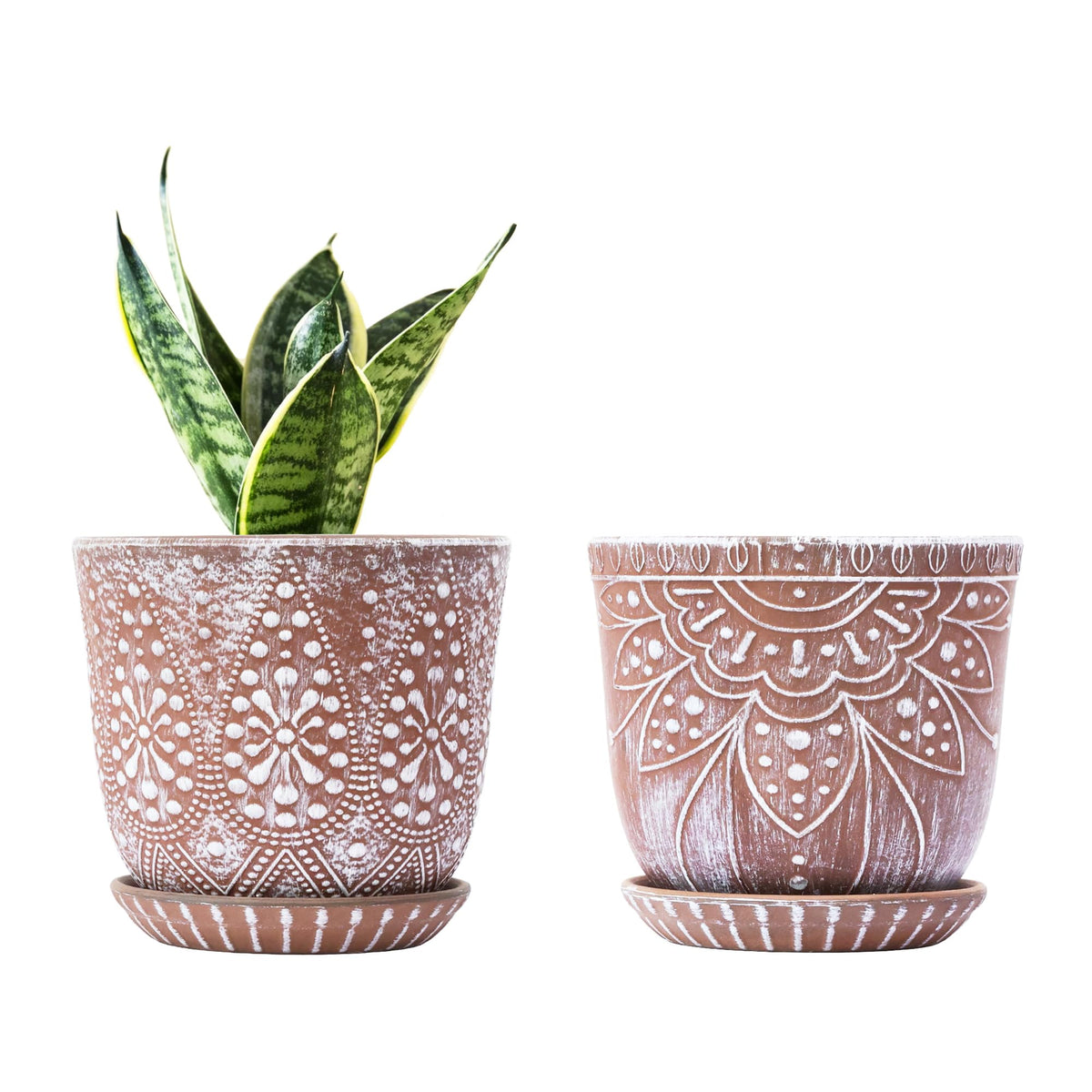 Gepege Ceramic Plant Pots, 6 Inch Indoor Planters with Drainage & Saucers