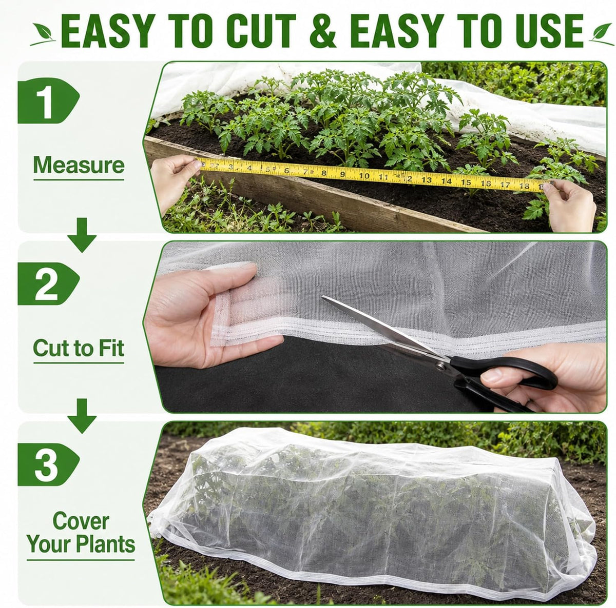 RAINFLOW Garden Netting 10 x 5 FT - 60 Mesh Plant Cover for Raised Beds
