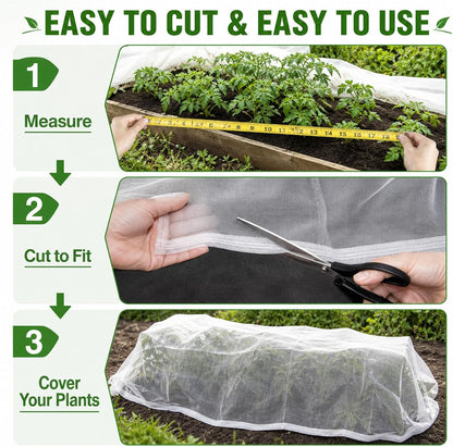 RAINFLOW Garden Netting 10 x 5 FT - 60 Mesh Plant Cover for Raised Beds