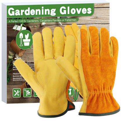 Morzejar Large Gardening Gloves for Men&Women, Professional Rose Pruning Gloves Thorn Proof, Adjustable Cuff, Breathable Leather Cowhide Long Garden Gloves,Garden Gifts & Tools for Gardener,Yard Work