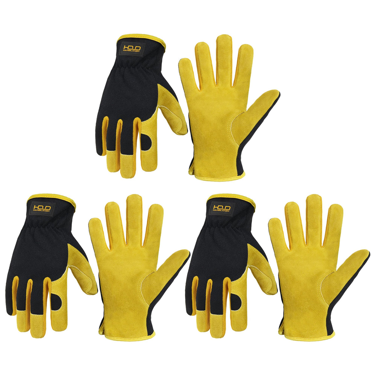 HANDLANDY Leather Gardening Gloves, Leather Work Gloves for Men Women