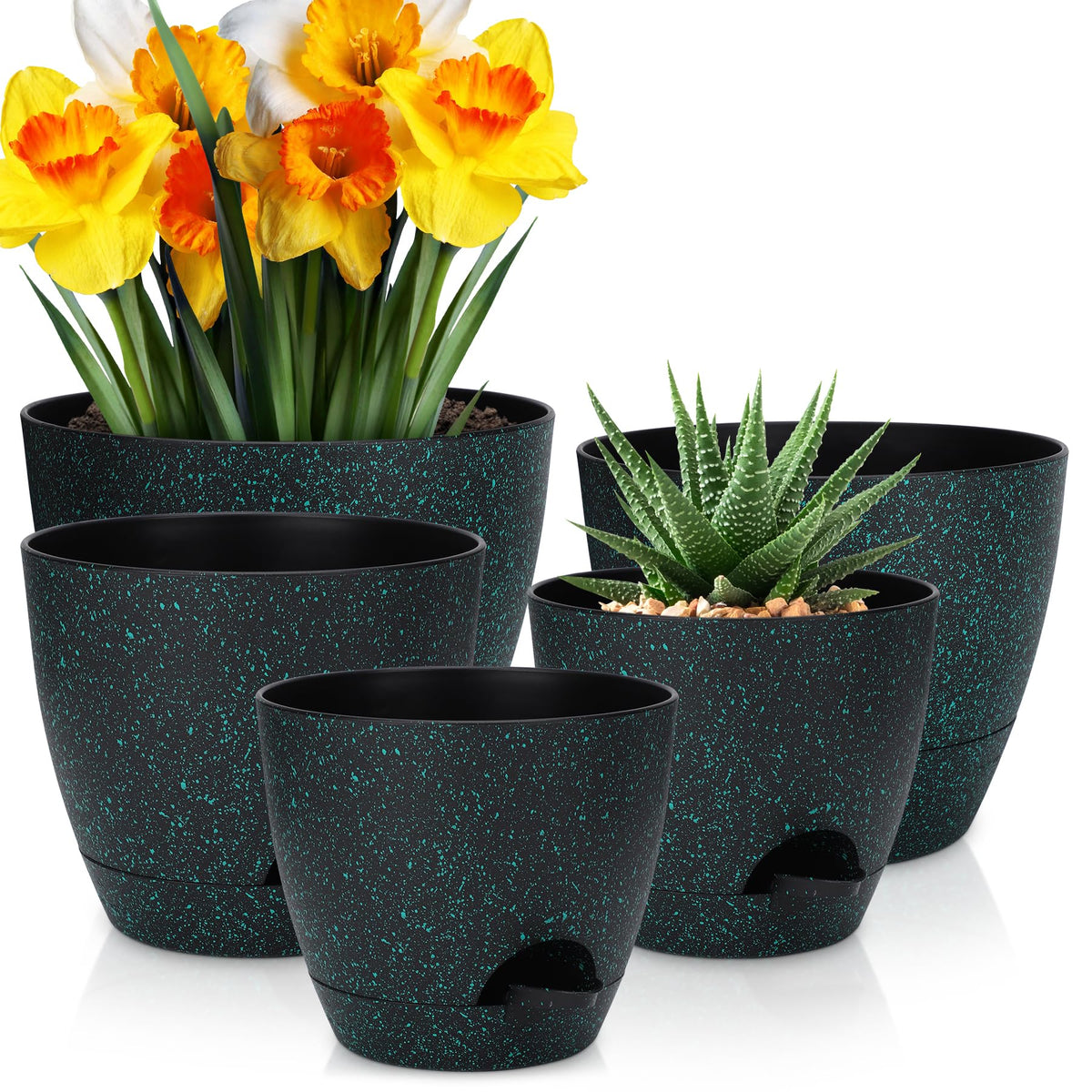 YNNICO 12 inch Large Self Watering Plant Pots for Indoor Outdoor Plants