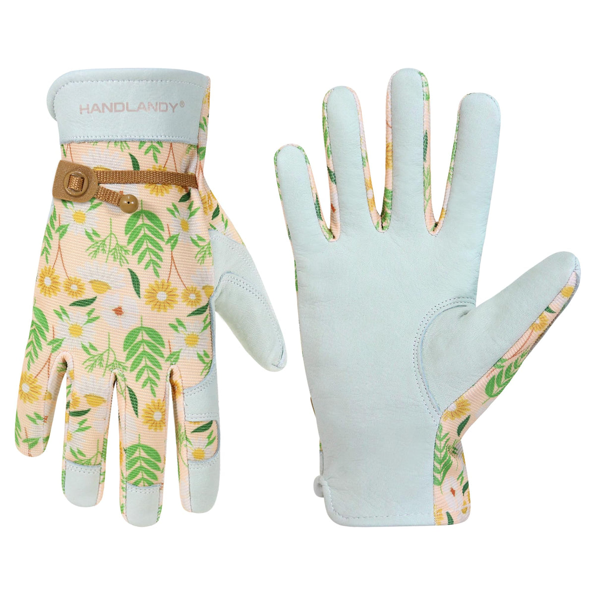 HANDLANDY Work Gloves for Women, Breathable Leather Gardening Glove for Yard Maintenance, Hand Protection with Touch Screen