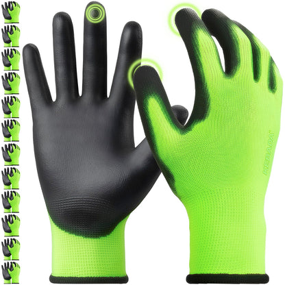 Kebada W1 Safety Work Gloves for Men & Women, Touchscreen, PU Coated