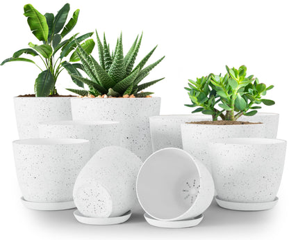 Plant Pots Indoor with Drainage, 5 Pack Multi-Size Planters Set, Black