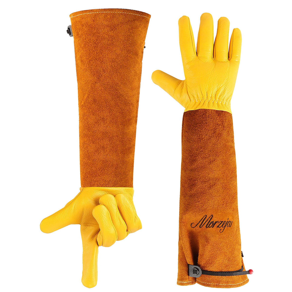 Morzejar Large Gardening Gloves for Men&Women, Professional Rose Pruning Gloves Thorn Proof, Adjustable Cuff, Breathable Leather Cowhide Long Garden Gloves,Garden Gifts & Tools for Gardener,Yard Work