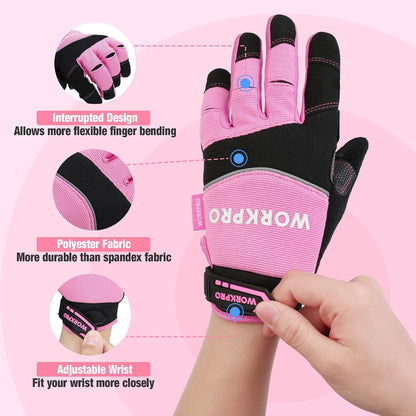 WORKPRO Safety Work Gloves, Mechanic Working Gloves for Men Women, Touch Screen, Terry Fabric, Non-Slip