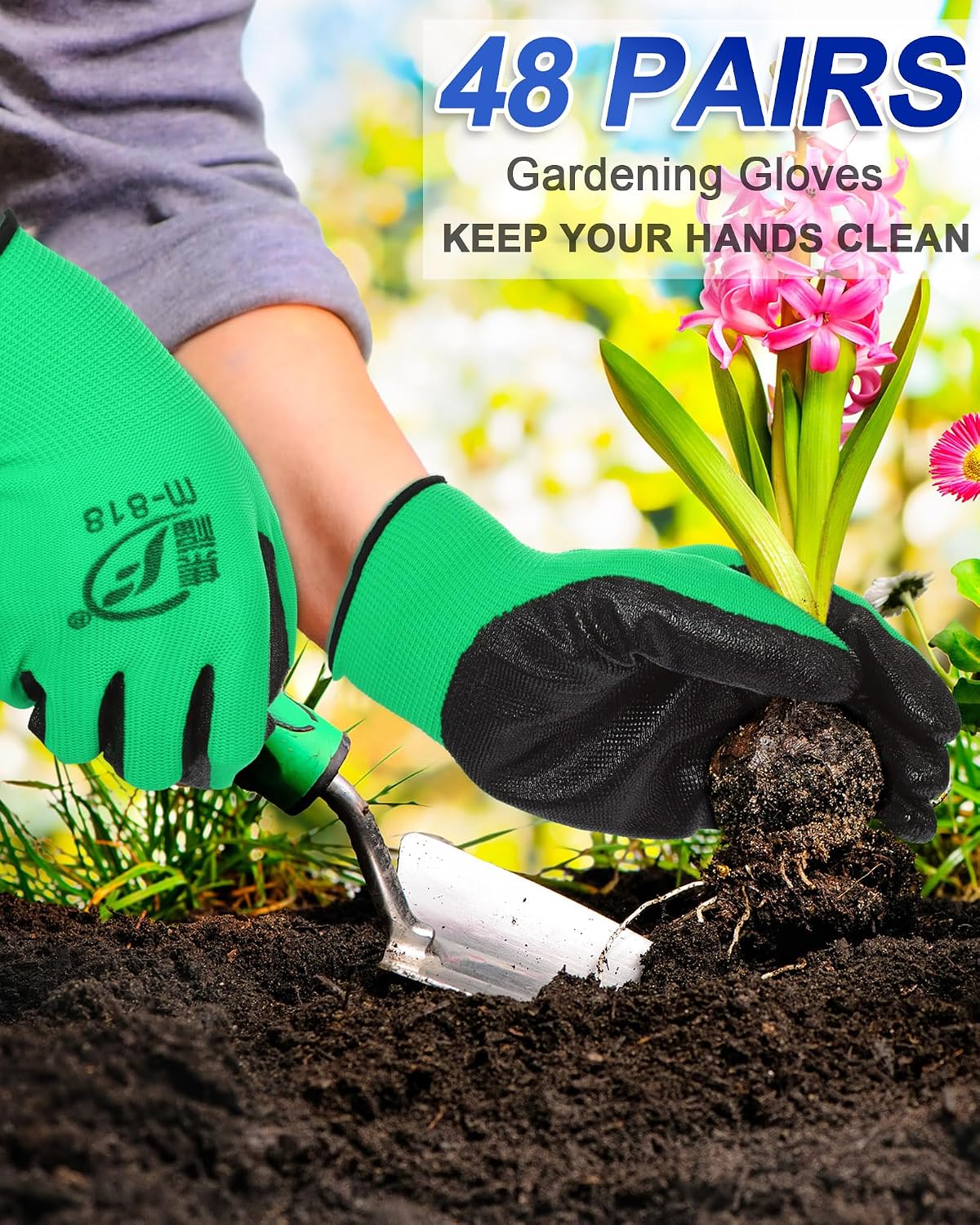 Nuogo 48 Pairs Garden Gloves for Men Work Gloves Bulk