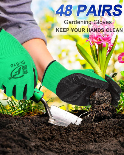 Nuogo 48 Pairs Garden Gloves for Men Work Gloves Bulk