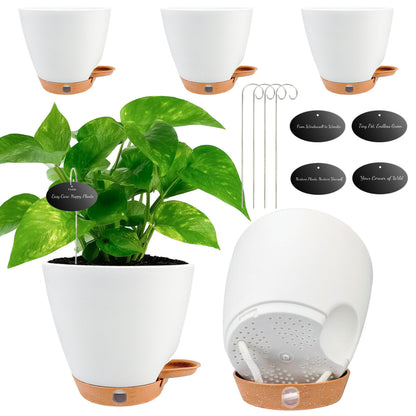 Self Watering Pots for Inoor Ourdoor Plants 8/7/6.5/6/5" Plastic Planters