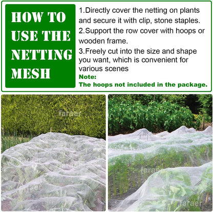 Garden Pest Barrier Netting, Thickened Mesh Net Bugs Out Plant Covers 10x33Ft Ultra Fine Protection Netting for Vegetable Plants Fruit Flowers Greenhouse Row Cover Raised Bed Insect Barrier Screen Net