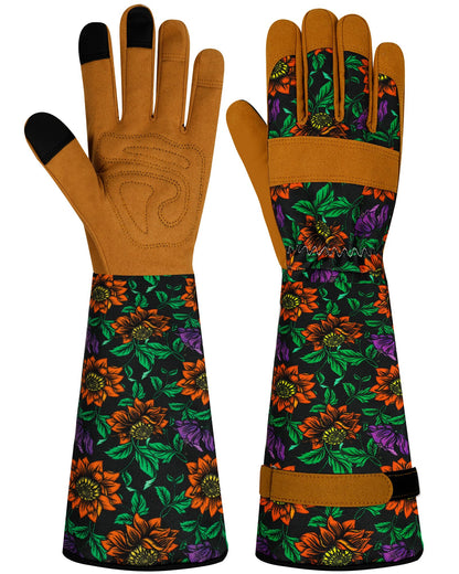 Long Gardening Gloves for Women Thorn Proof Leather Garden Gloves Breathable Working Gloves for Women Yard Outdoor