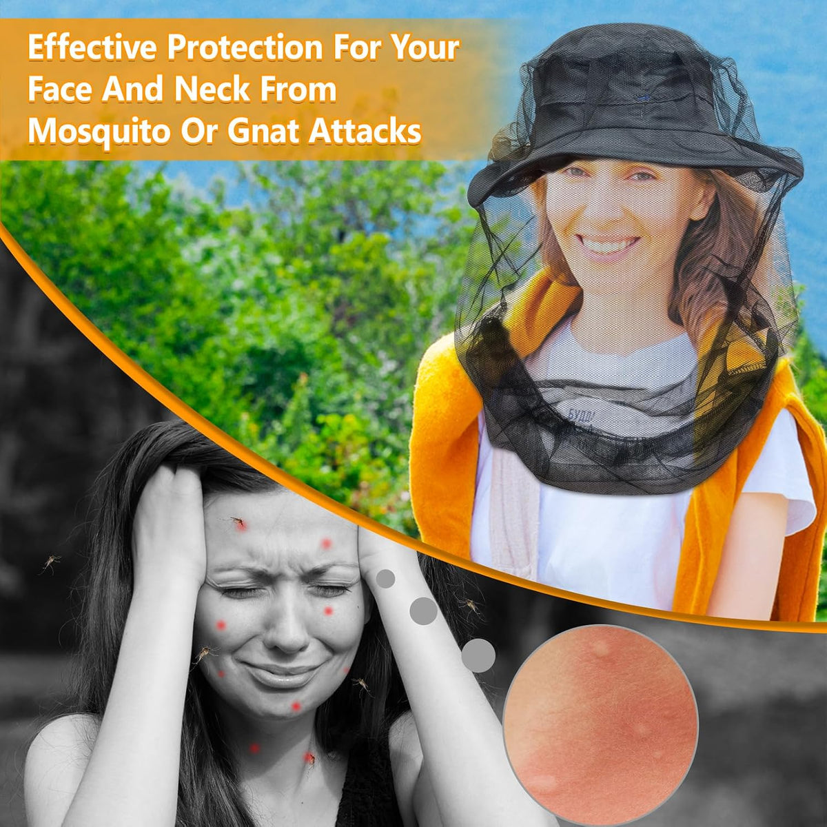 Mosquito Head Net for Insects 2 Pack,Ultra Large Breathable net for Bugs