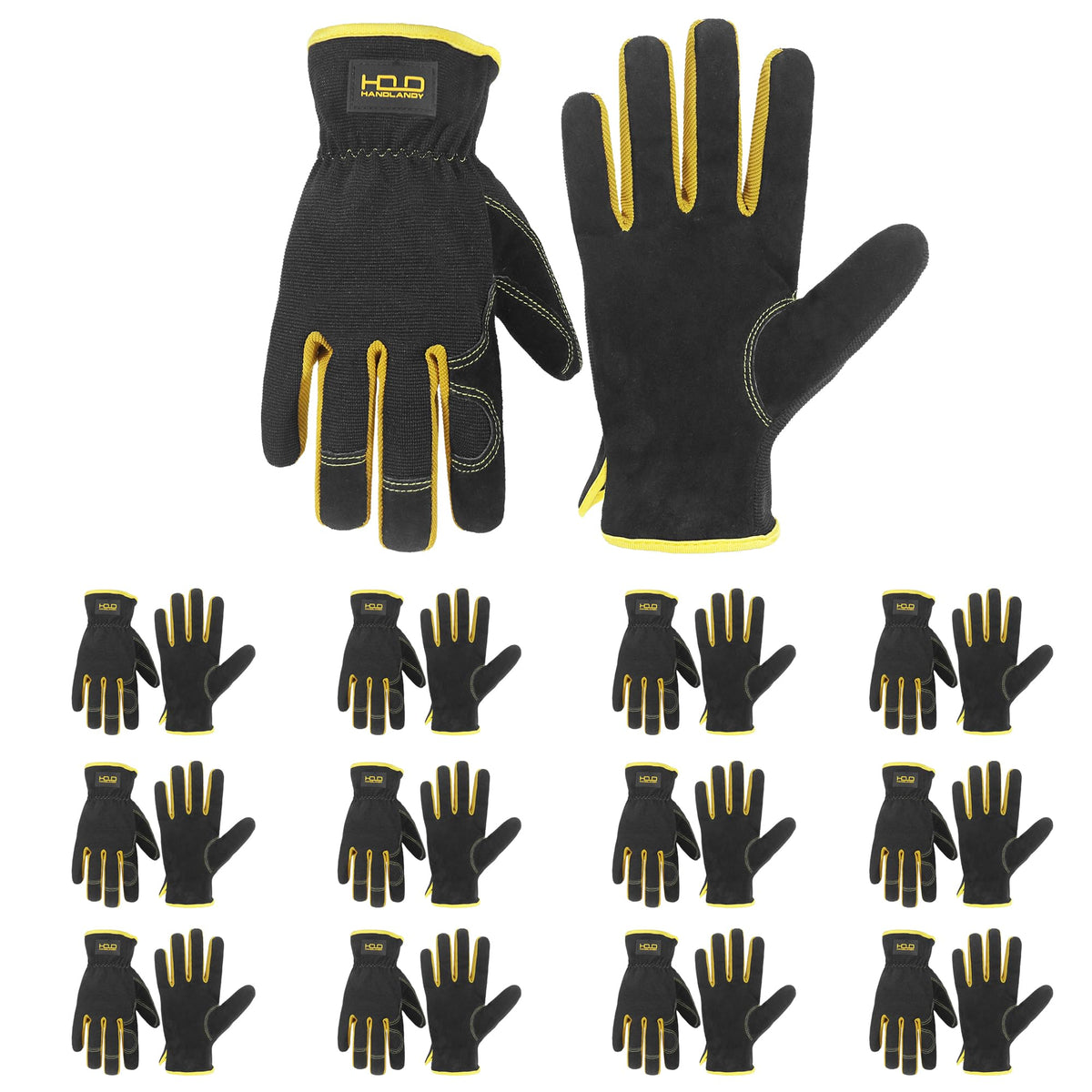 HANDLANDY Leather Gardening Gloves, Leather Work Gloves for Men Women