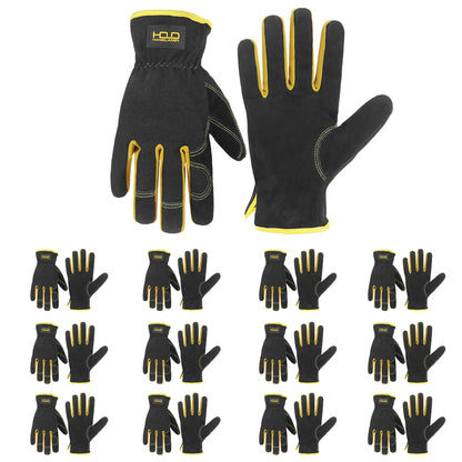 HANDLANDY Leather Gardening Gloves, Leather Work Gloves for Men Women