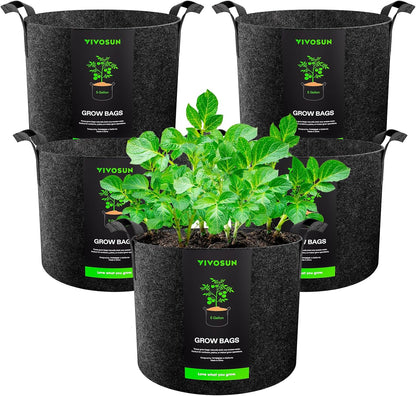 VIVOSUN 5-Pack 5 Gallon Plant Grow Bags Fabric Pots with Handles