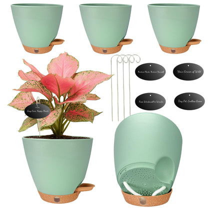 Self Watering Pots for Inoor Ourdoor Plants 8/7/6.5/6/5" Plastic Planters