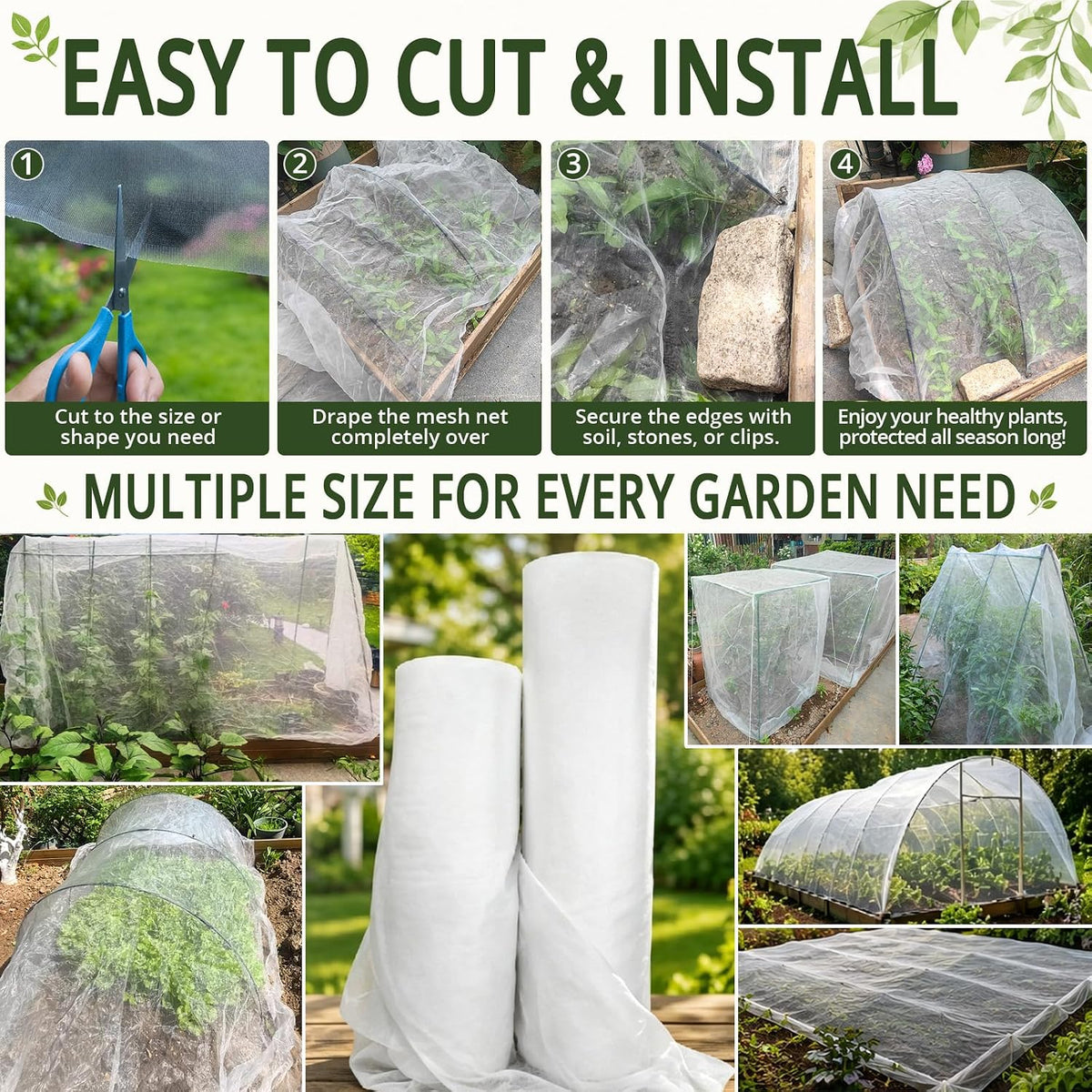 20x50Ft Garden Netting, Fine Mesh Insect Netting for Plant Protection