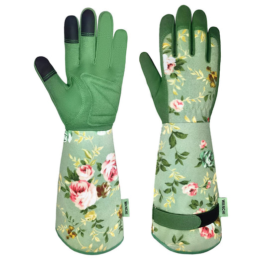 WANCHI Gardening Gloves for Women Gift,Yard Work Garden Gloves,Green Medium