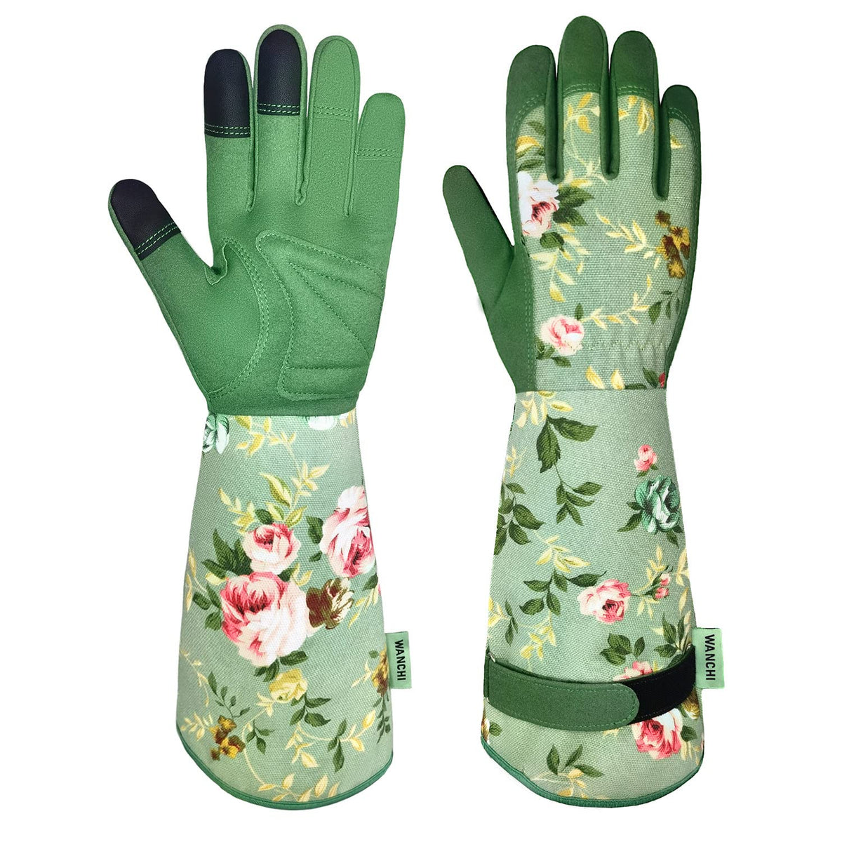 WANCHI Gardening Gloves for Women Gift,Yard Work Garden Gloves,Green Medium
