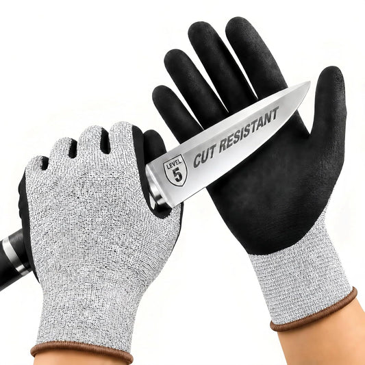 Level 5 Cut Resistant Work Gloves, Sandy Nitrile Grip, 1 Pair