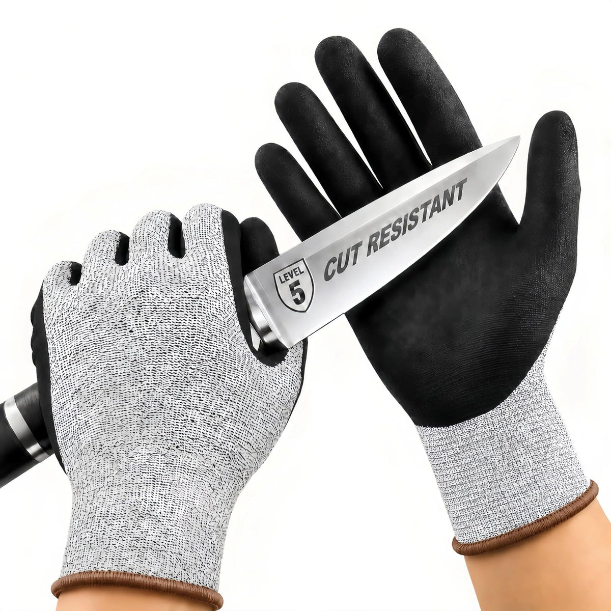 Level 5 Cut Resistant Work Gloves, Sandy Nitrile Grip, 1 Pair