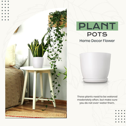 Plant Pots Indoor with Drainage, 10 Pack Multi-Size Planters Set, White