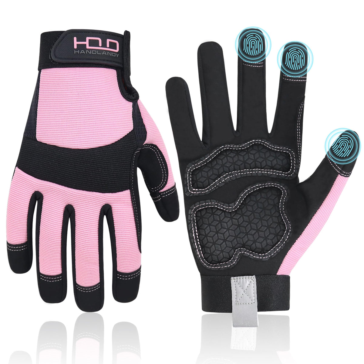 HANDLANDY Work Gloves for Women, Breathable Leather Gardening Glove for Yard Maintenance, Hand Protection with Touch Screen