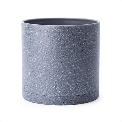 D'vine Dev Plastic Planter Pot with Saucer, 8 in, Black, 74-X-B-1