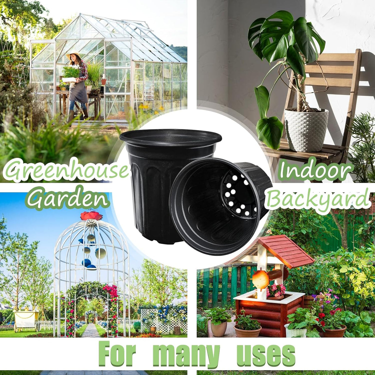 Jgalnim 60 Pack 1 Gallon Nursery Plant Pots,Thickened Flexible Plastic Seedling Pot with Holes,Flower Plant Container for Succulents,Cuttings,Transplanting,Home Garden(Black)