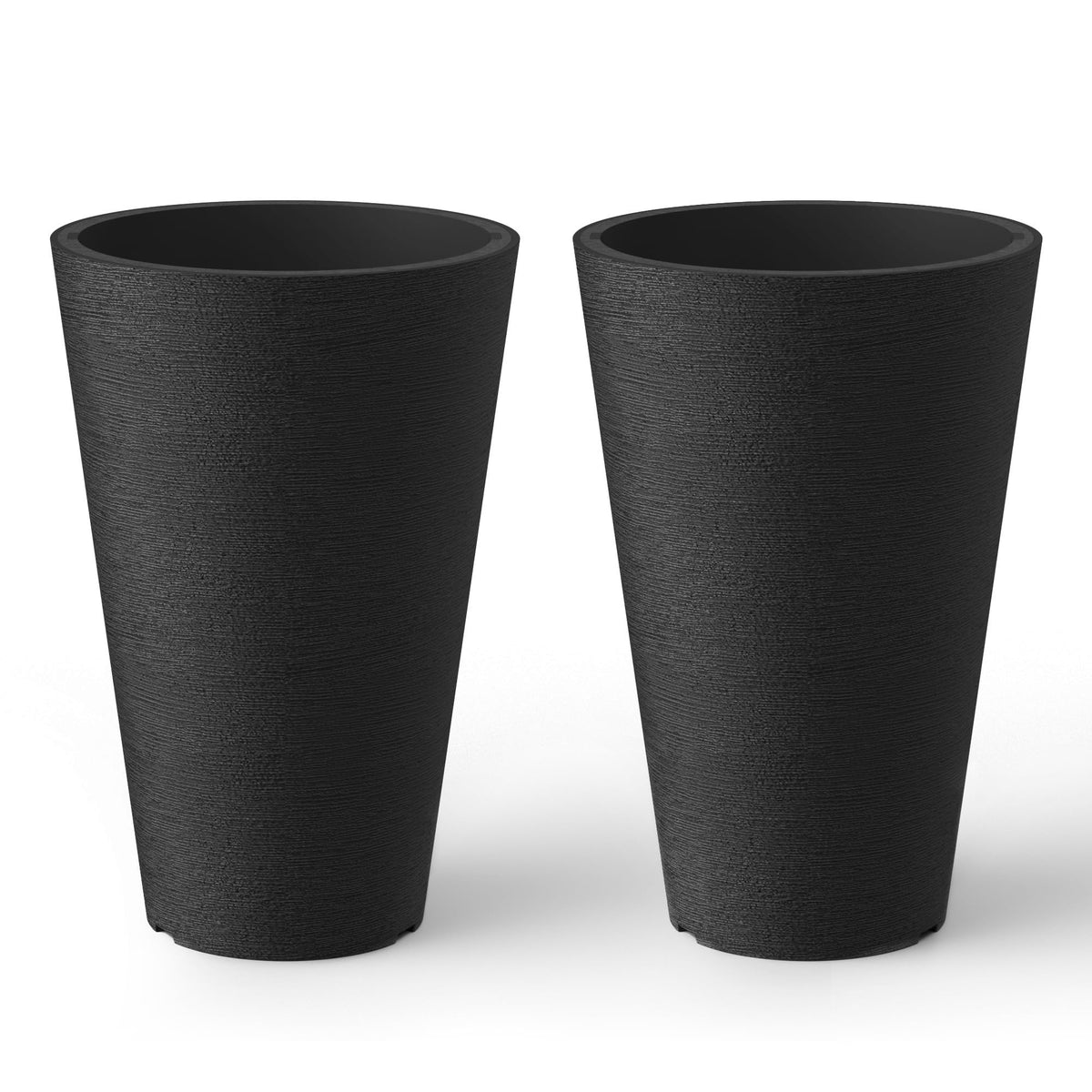 Kante Set of 2 Black Plastic Round Planters 13" Tall Home & Outdoor