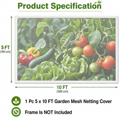 RAINFLOW Garden Netting 10 x 5 FT - 60 Mesh Plant Cover for Raised Beds