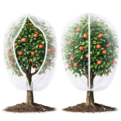 15ft x 15ft Fruit Tree Netting Cover with Zipper & Drawstring, Insect Bird Barrier Netting for Garden Protection, Ultra Fine Mesh Garden Netting, Extra Large
