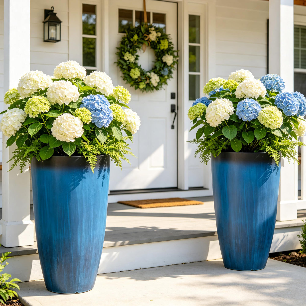 Autodaya 15" Large Planters for Outdoor Plants Set of 2 Plastic Flower Pots