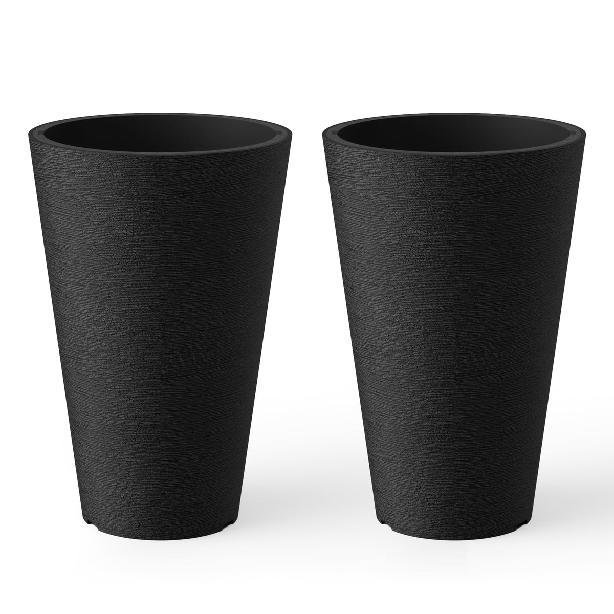 Kante Set of 2 Black Plastic Round Planters 13" Tall Home & Outdoor