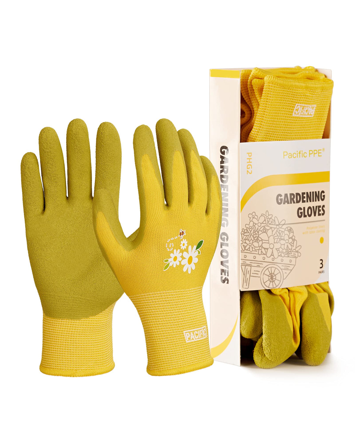 PACIFIC PPE 6 Pairs Gardening Gloves for women, Rubber Coated Garden Gloves, Ladies Yard Work Gloves, Breathable, Purple & Yellow & Red, Small