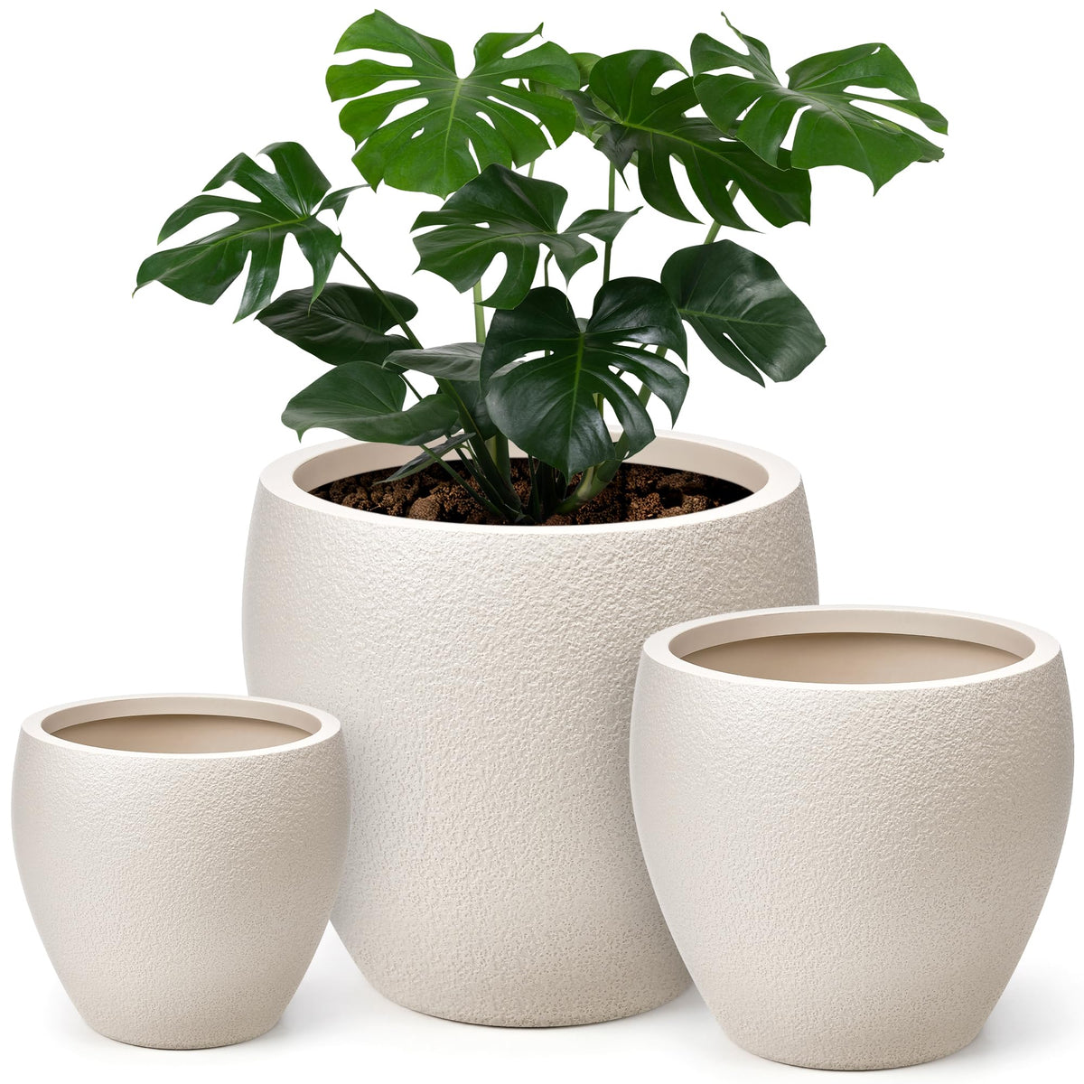 homenote 14.5 Inch Large Black Plastic Flower Pot with Drainage Plug