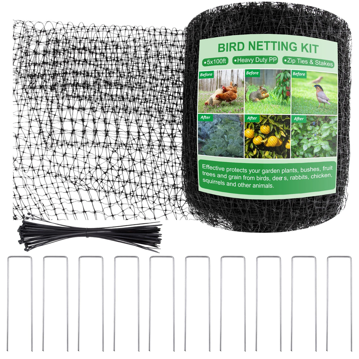 SPORTYOUTH 10x50Ft Garden Netting Ultra Fine Mesh Bird Net for Raised Beds