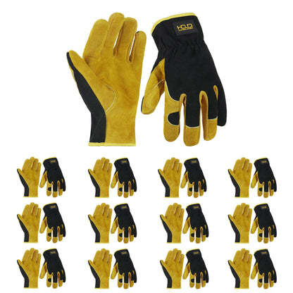 HANDLANDY Leather Gardening Gloves, Leather Work Gloves for Men Women