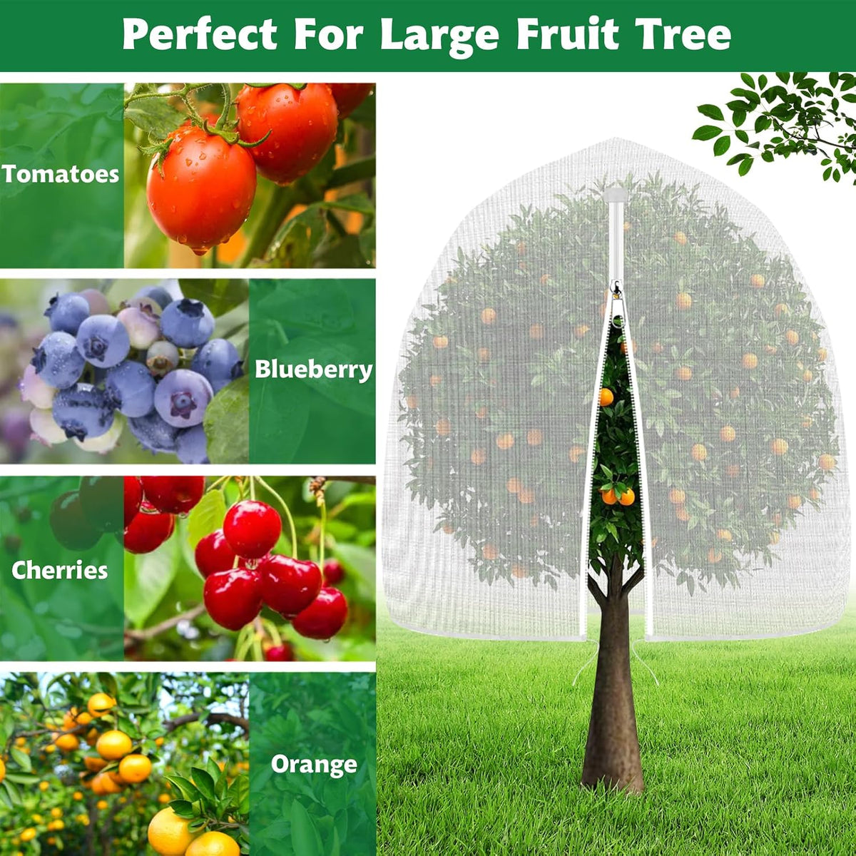 OZMI 4 Pack Bird Netting for Garden Protection with Zipper & Drawstring, 2.3FT x 3.4FT Reusable Mosquito Net Plant Netting Cover for Fruit Tree Blueberry Bush Shrubs Vegetables Tomato