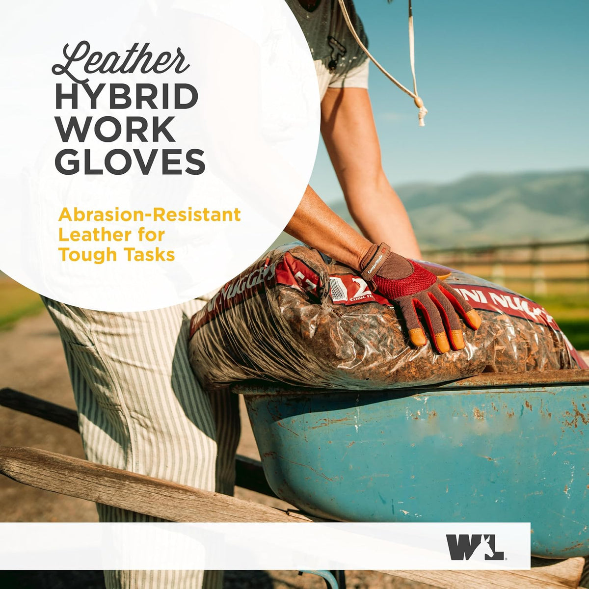 Wells Lamont Women's Breathable ComfortHyde Leather Hybrid Work Gardening Gloves, Small (7872S), Red