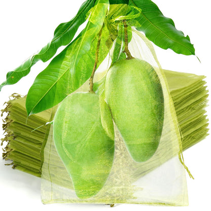 50 Pcs Fruit Protection Bags, 6×9 in Mesh Cover Nets for Tree, Green