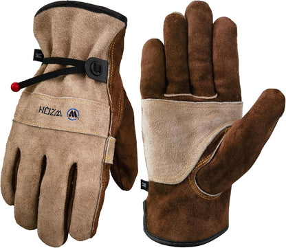 WZQH Leather Work Gloves for Men or Women.Gardening,Welding,Coffee-grey M